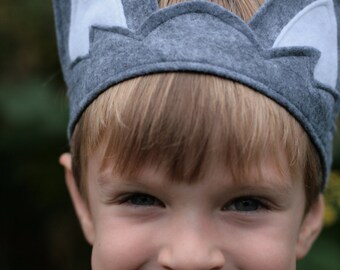 Child's Felt Wolf Ears - Gray Wolf Crown
