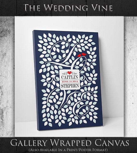 Wedding Guest Book Alternative // Wedding Tree // Stretched Canvas or Art Print // Fits 55-150 Signatures // 16x20 Inches // FREE SHIPPING by WeddingTreePrints