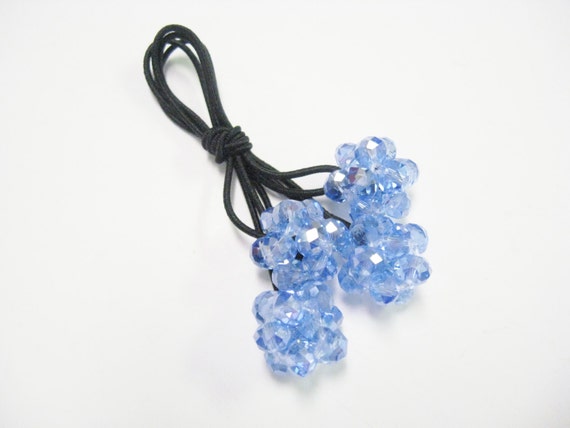 Items Similar To Blue Hair Ties Beaded Ball Hair Ties Black Elastic 