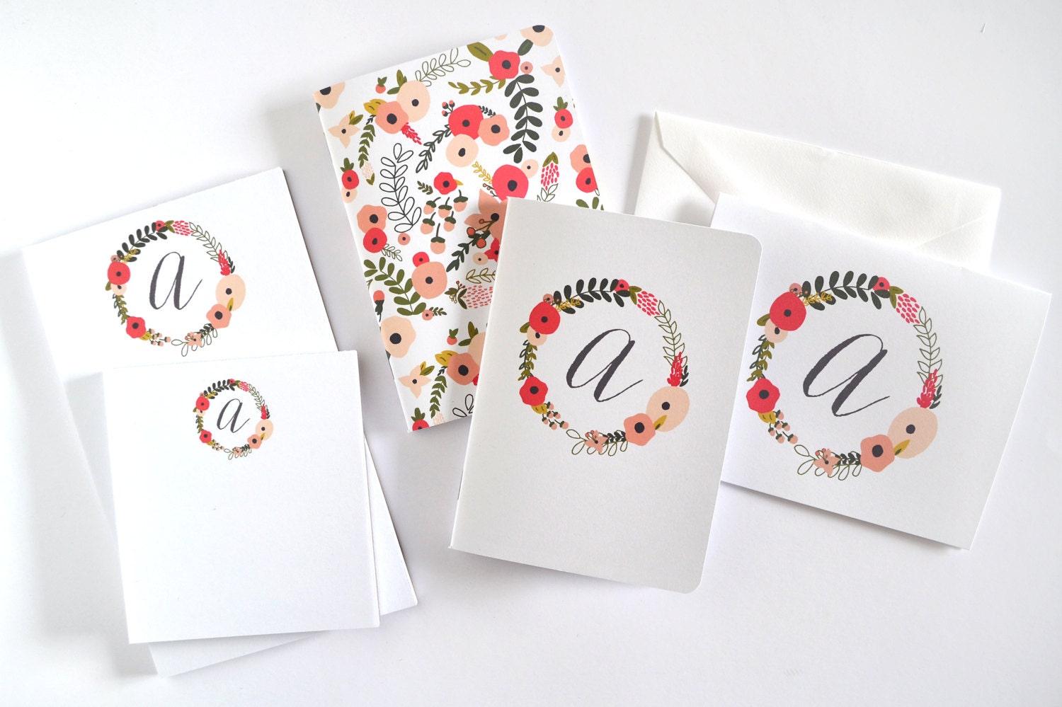Personalized Stationery Set Floral by PrintStitchAndPaste on Etsy