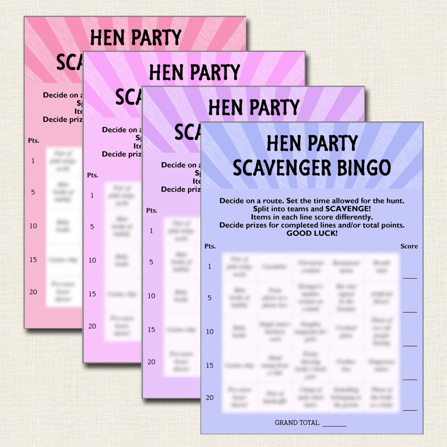Hen Party Game Scavenger Hunt Bingo Bridal By Thecraftpixie 2903