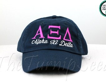 Alpha Xi Delta Sorority Baseball Cap - Custom Color Hat and Embroidery.