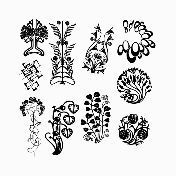 Items similar to Digital Instant Download Floral Art Deco Shapes