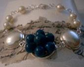Vintage Recrafted Earring Bracelet, Faux pearl.