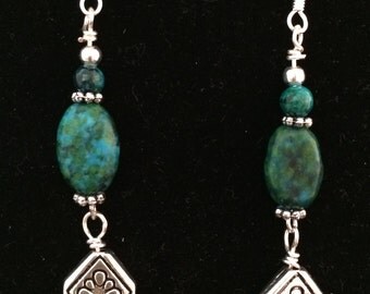 Australian Green Jasper Drop Earrings