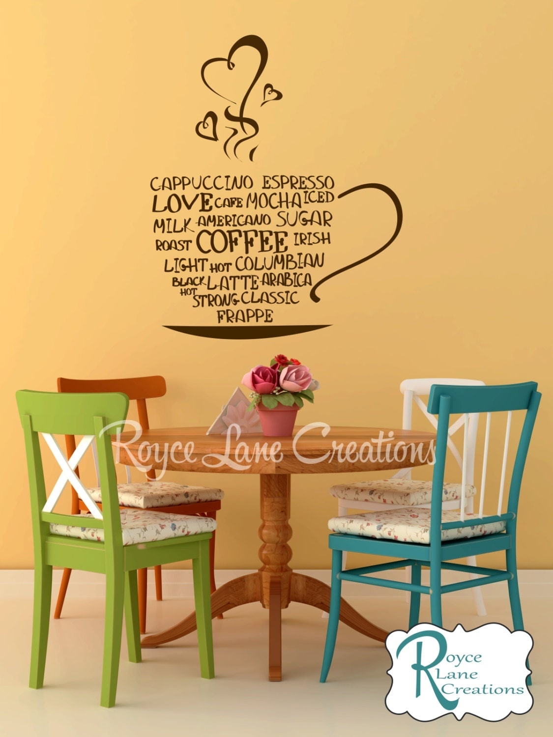 Coffee Word Art  Kitchen  Wall  Decal  Coffee Art  Coffee Decor 