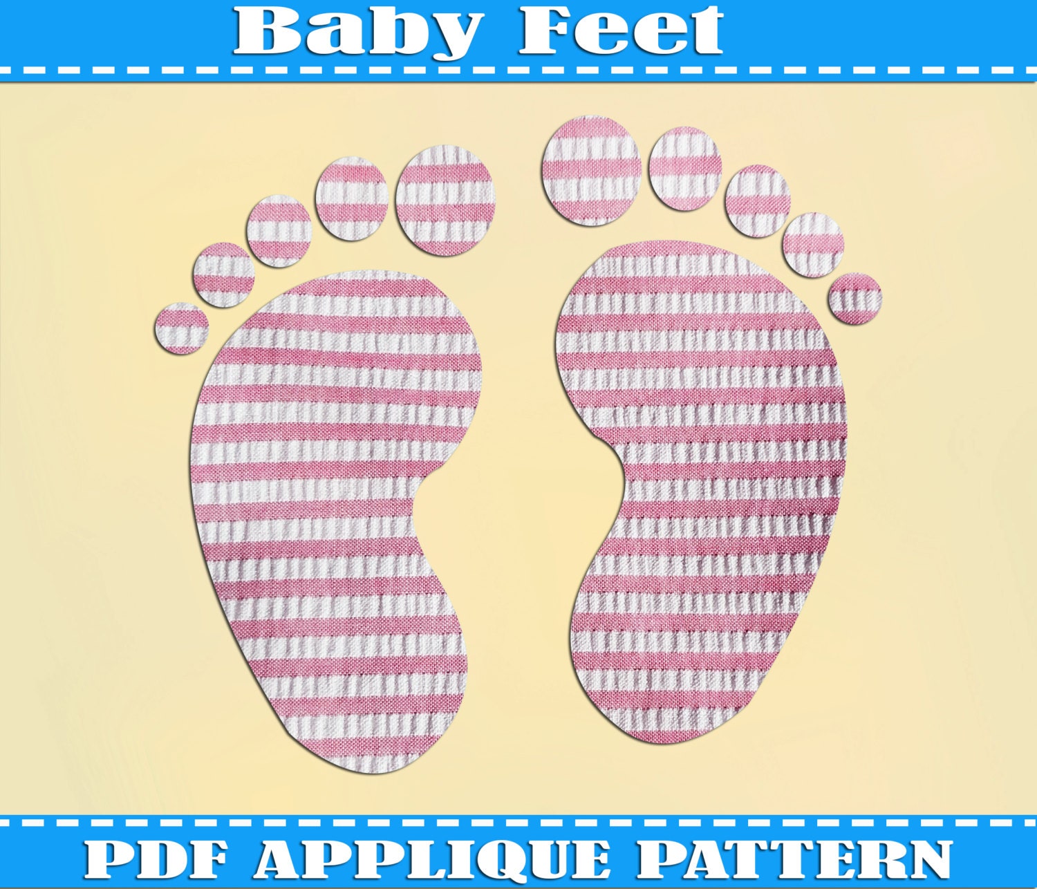 Baby Feet Applique Pattern Template PDF by AdornablePatterns