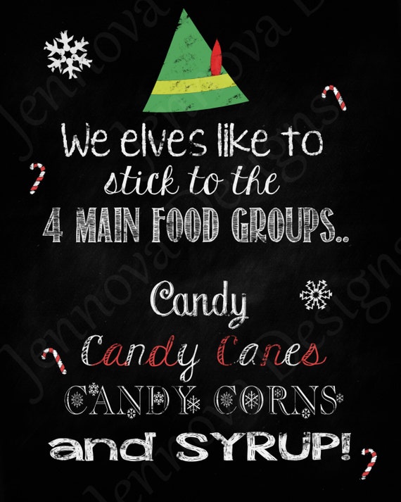 items similar to 11x14 elf christmas movie quote printable chalkboard