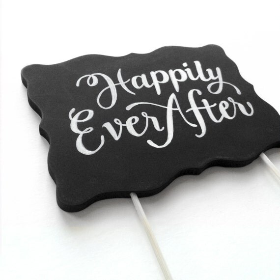 Items similar to Chalkboard Cake Topper, "Happily Ever After" Rectangular on Etsy