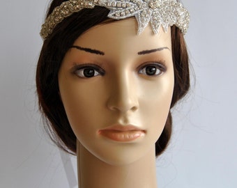 Rhinestone 1920s Headpiece,Flapper Headpiece,1920s and 1930s headpiece,Rhinestone beaded headpiece,The Great Gatsby Headband