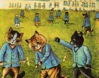 Louis Wain Cat Print Art - Croquet Wickets