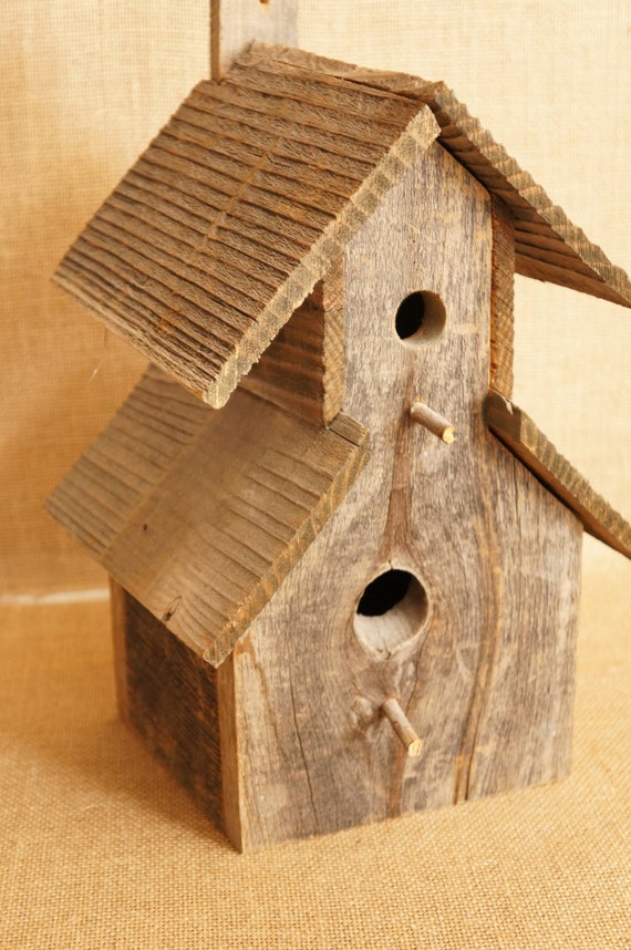 Large Rustic Barnwood / Barn wood Birdhouse / Bird House Two