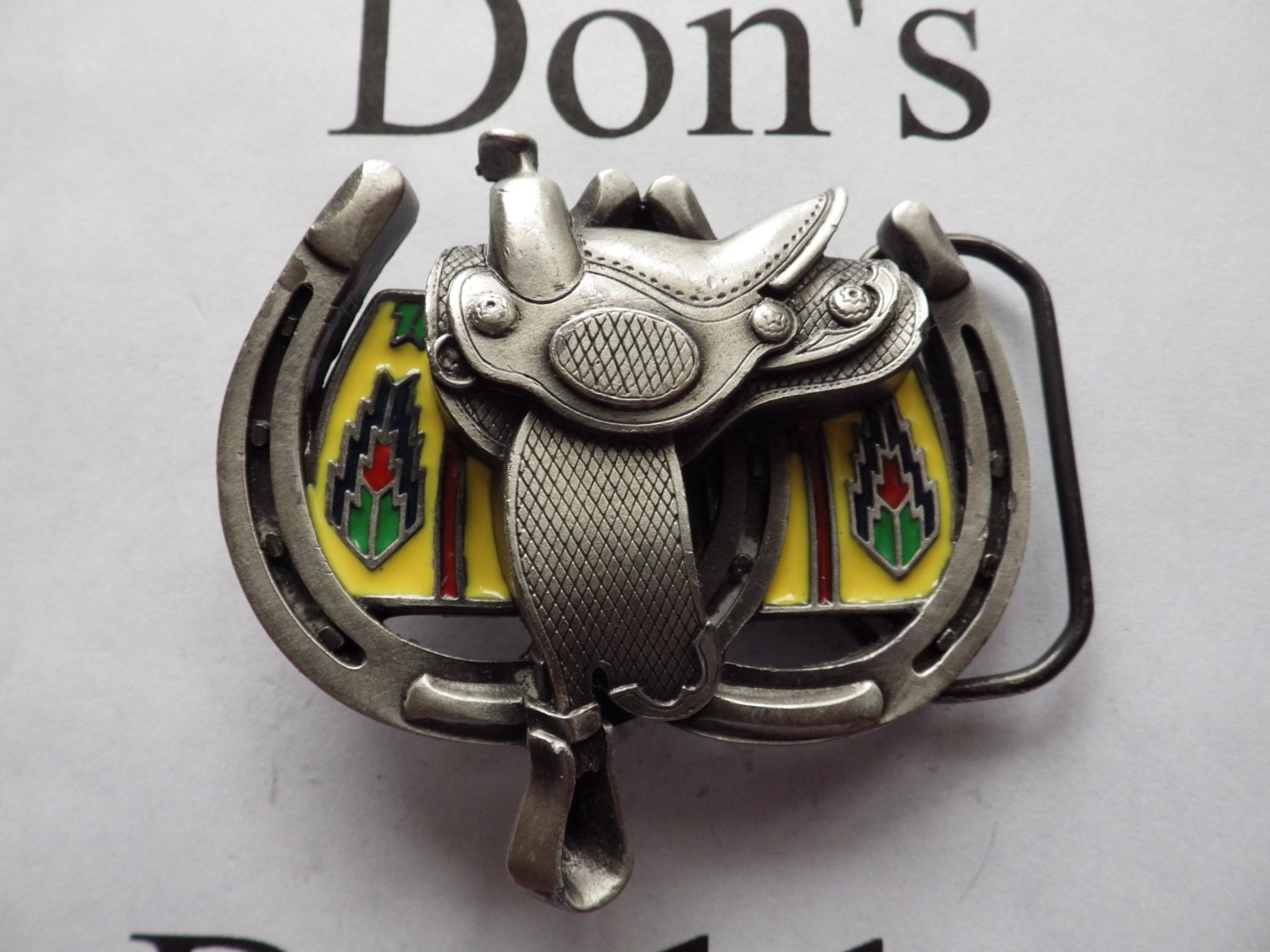 1990 Horse Saddle and Horseshoe Buckle Great American Buckle