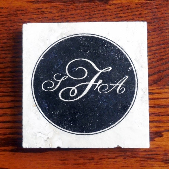 Set of Four Monogrammed Tile Coasters - Personalized - Choose Your Font and Color