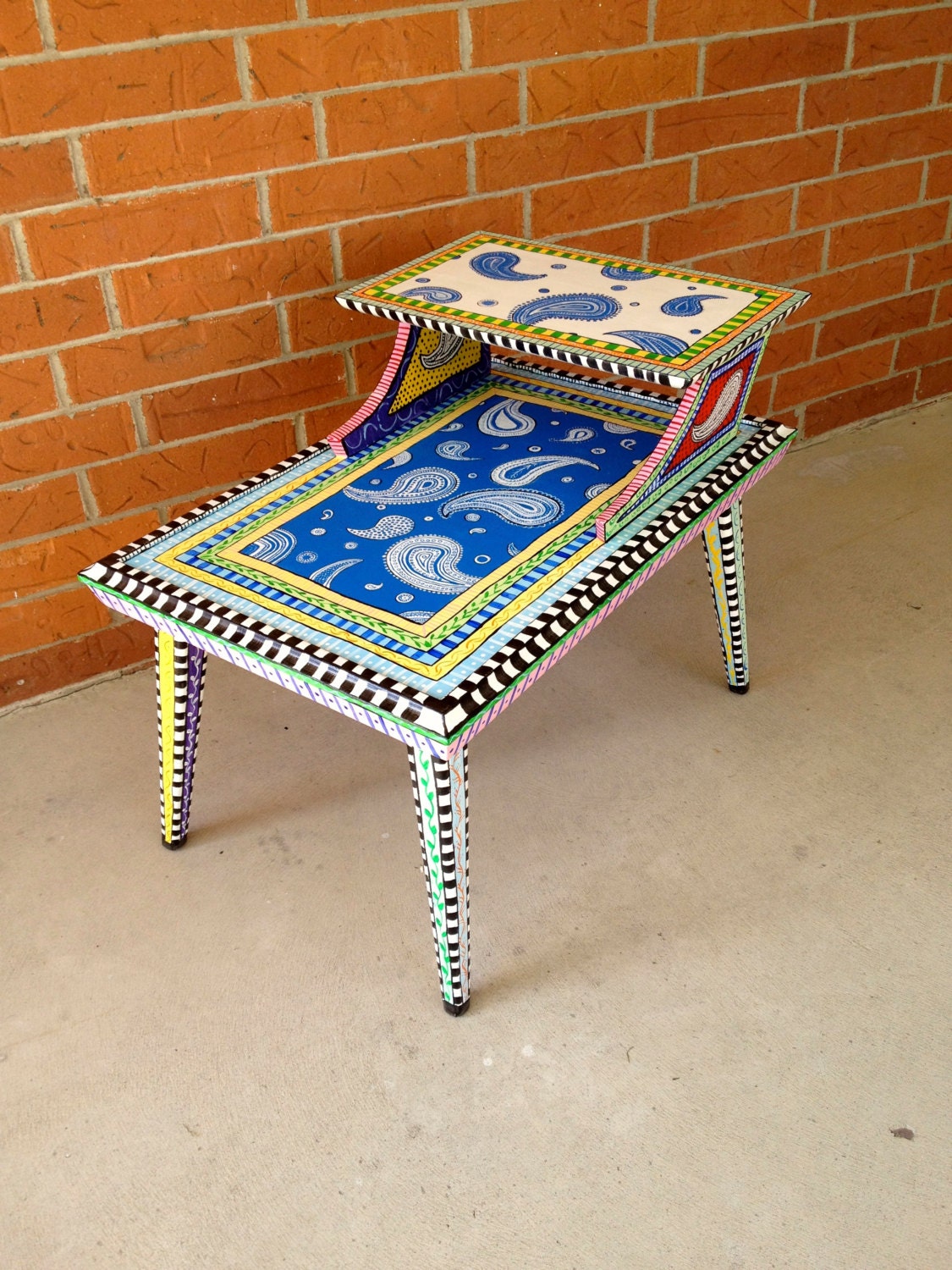 Groovy Paisley Hand Painted Side Table by Bofranky on Etsy