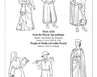 MAG1314 – “Gothic” Period Mens’ and Women’s Sets / 1240 or 1320 / Habillements des hommes et des femmes du Moyen Âge “gothique”
