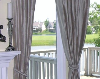 Luxurious CUSTOM faux SILK DRAPES / Curtains (fabric & linings included)