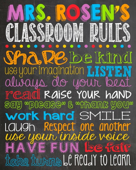 Classroom Rules Chalkboard Sign Wall Art by PersonalizedChalk