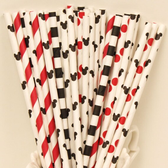 Items similar to 20 Paper Straws, Mickey Mouse Party, Assorted Mickey