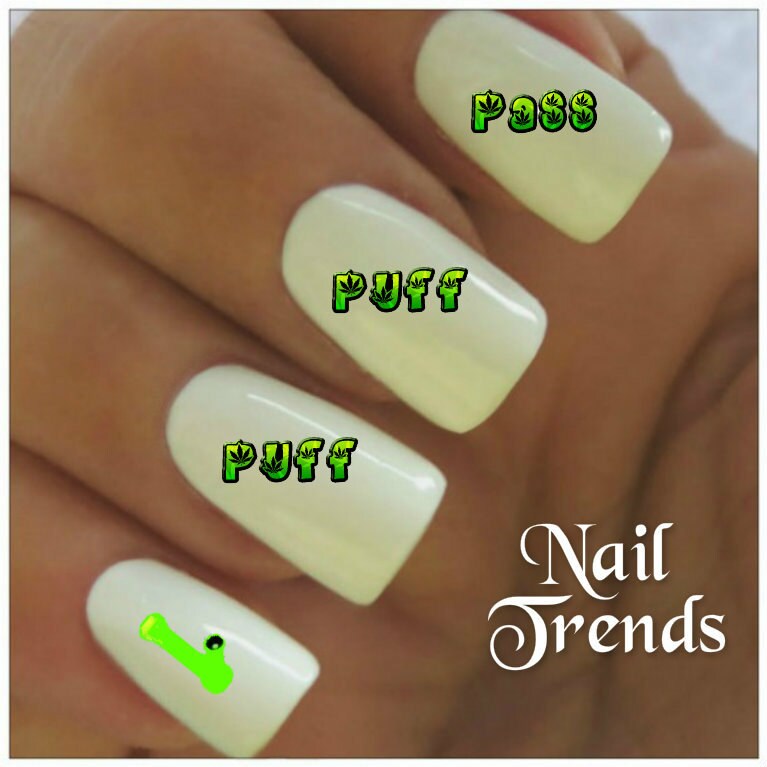 Cannabis Nail Decal 20 Marijuana Vinyl Adhesive Decals Nail