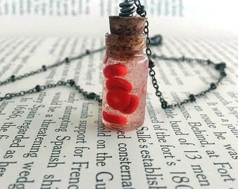 Red Blood Cells - Science Jewelry - Geek Jewelry - Nerd Jewelry - Glass Bottle Necklace - Anatomy Jewelry - Geek Art - Science Art - Human