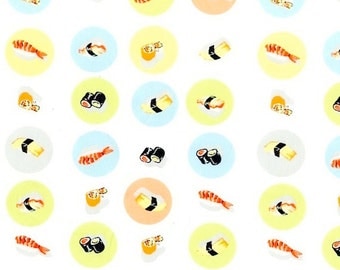 Heather Ross - Munki Munki Fabric - Sushi on Poplin - Not From Pajamas - OOP Out Of Print