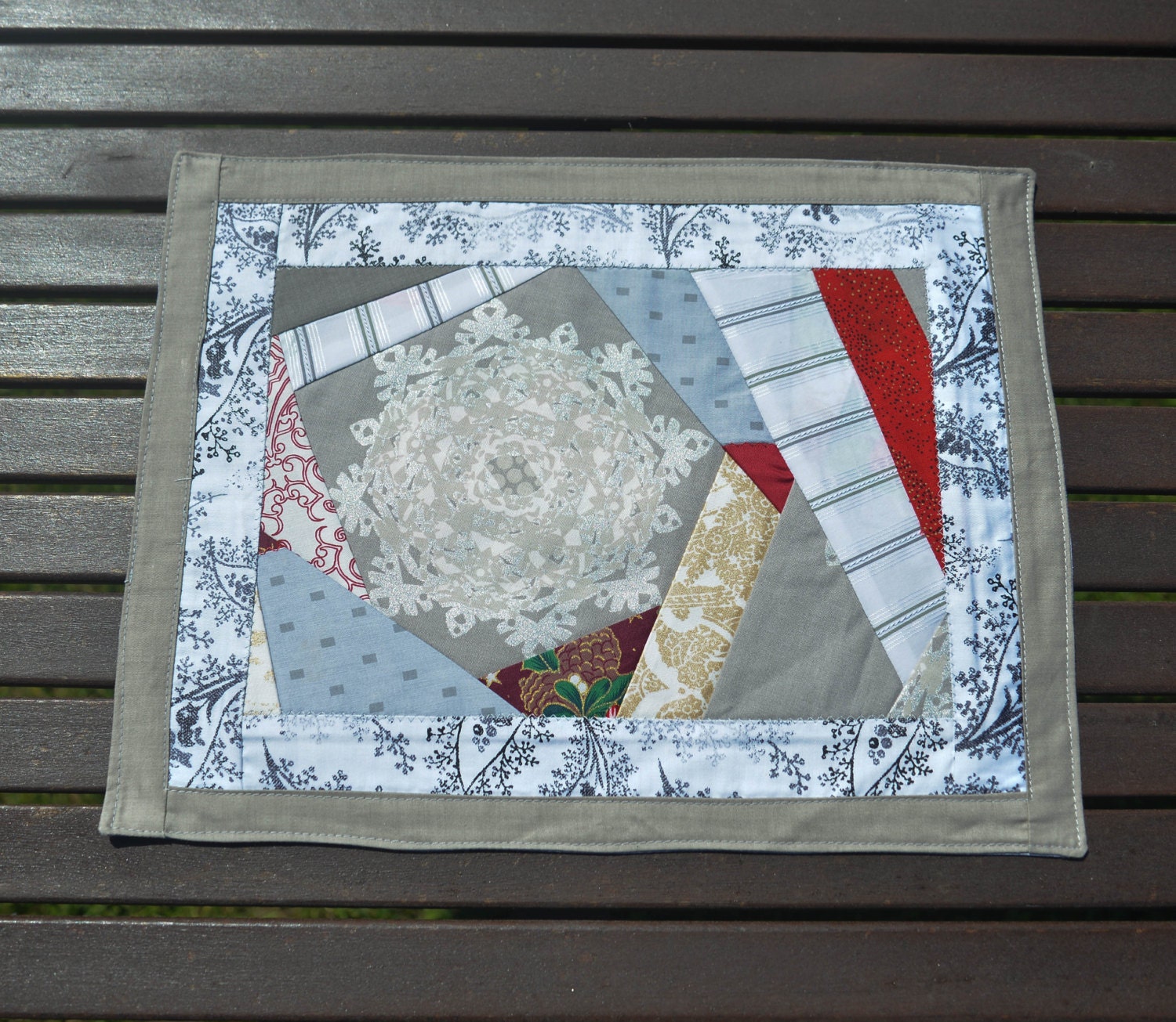 Handmade Quilted Christmas Patchwork Tablecloth Wintertime