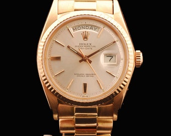 Mens Vintage ROLEX Oyster Perpetual PRESIDENT Day-Date 18k Rose Gold ...