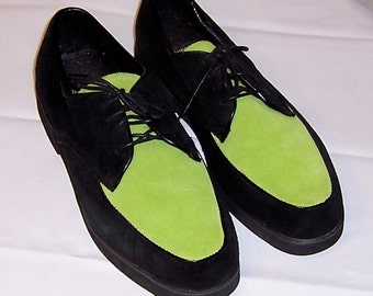 Buffs by Buffalino-Men's Chartreuse and Black Suede Shoes