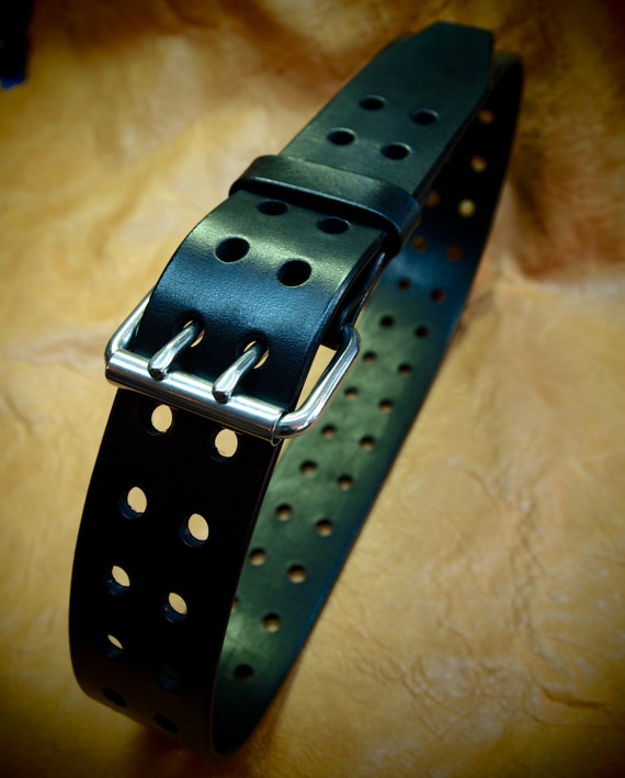 Black leather belt 2" wide Bridle hide Handmade for YOU in Brooklyn by Freddie Matara