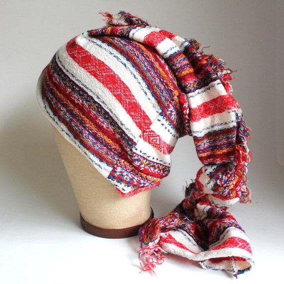 Rainbow Fringe Striped Grunge Sock Hat