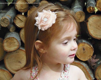 Baby Headband Blush and Pearl