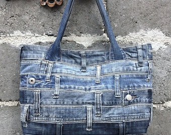 Items similar to Traveler Inspired Denim and Fabric Patch Front Pocket ...