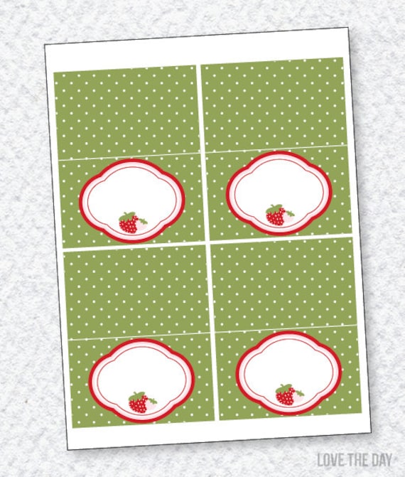 Strawberry Party PRINTABLE Blank Tent Cards (INSTANT DOWNLOADS) by Love The Day Il_570xn