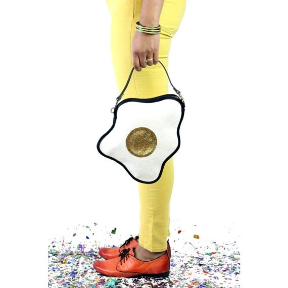Items similar to Glitter Fried Egg Clutch Handbag on Etsy
