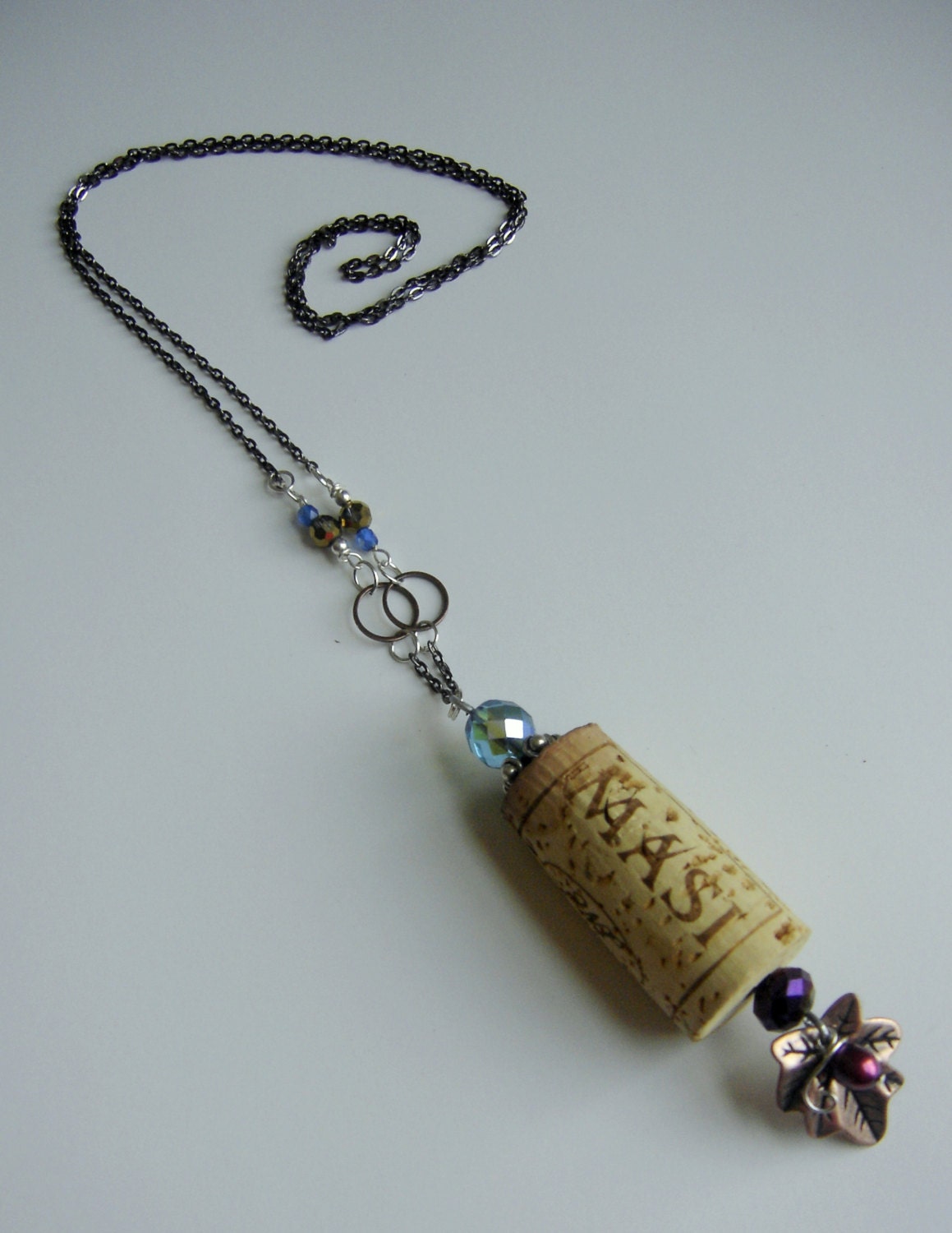 wine cork necklace handmade large boho necklace repurposed