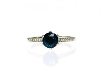 1.20ct London Blue topaz ring, Diamond, white gold, engagement ring, solitaire, Topaz engagement, blue, London blue, diamond, teal gem
