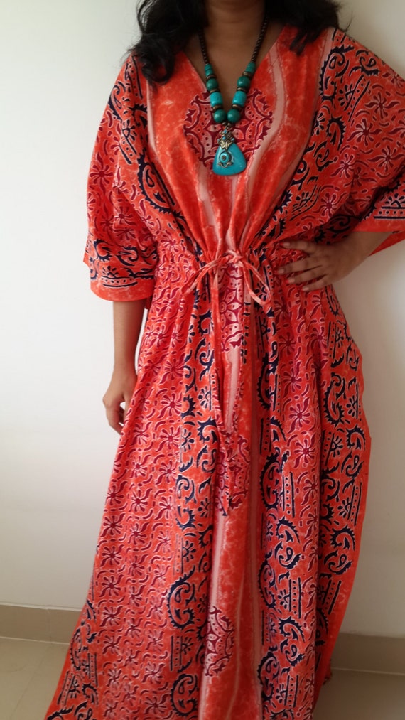  Summer  Fashion Batik  Maxi Dress  Cotton Kaftan Dress 