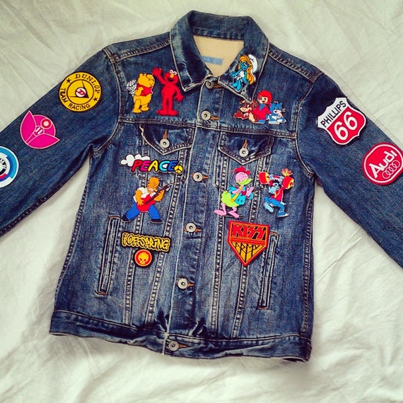 Items similar to Vintage Jean Jacket with Patches / Vintage Denim