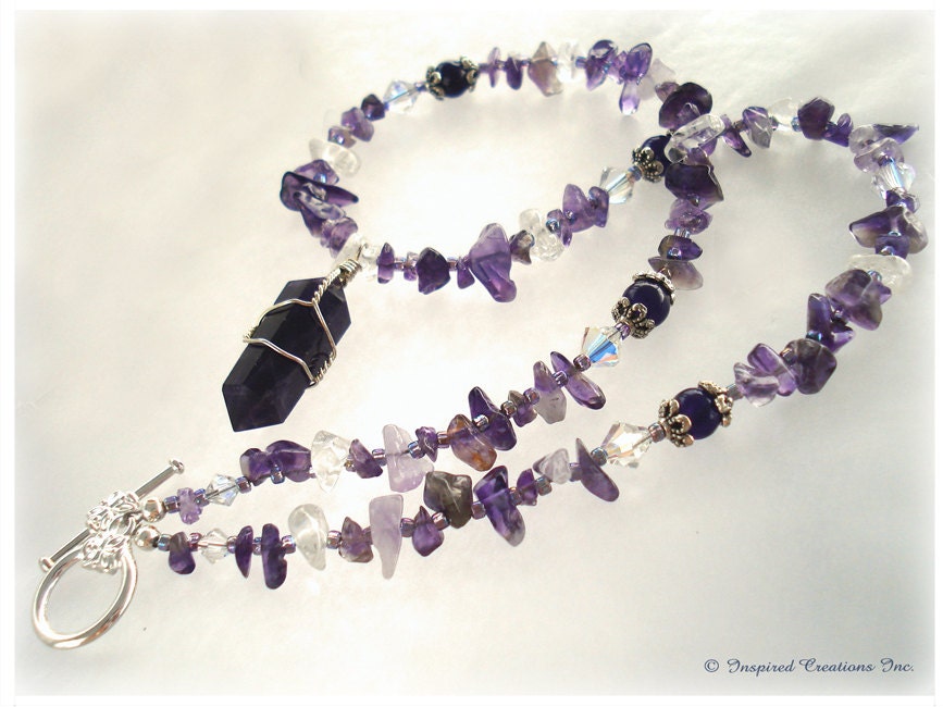 HEALING TOOL Amethyst Crystal Point Swarovski Crystal