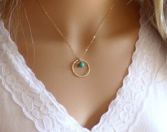 Simple Gold Necklace, Gold Circle Necklace, Dainty Gold Necklace, Delicate Necklace, Layering Necklace