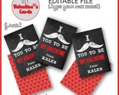 Valentine's Day Cards / DIY Printable / Editable for Child's Name / Chalkboard Mustache / Modern / Instant Download