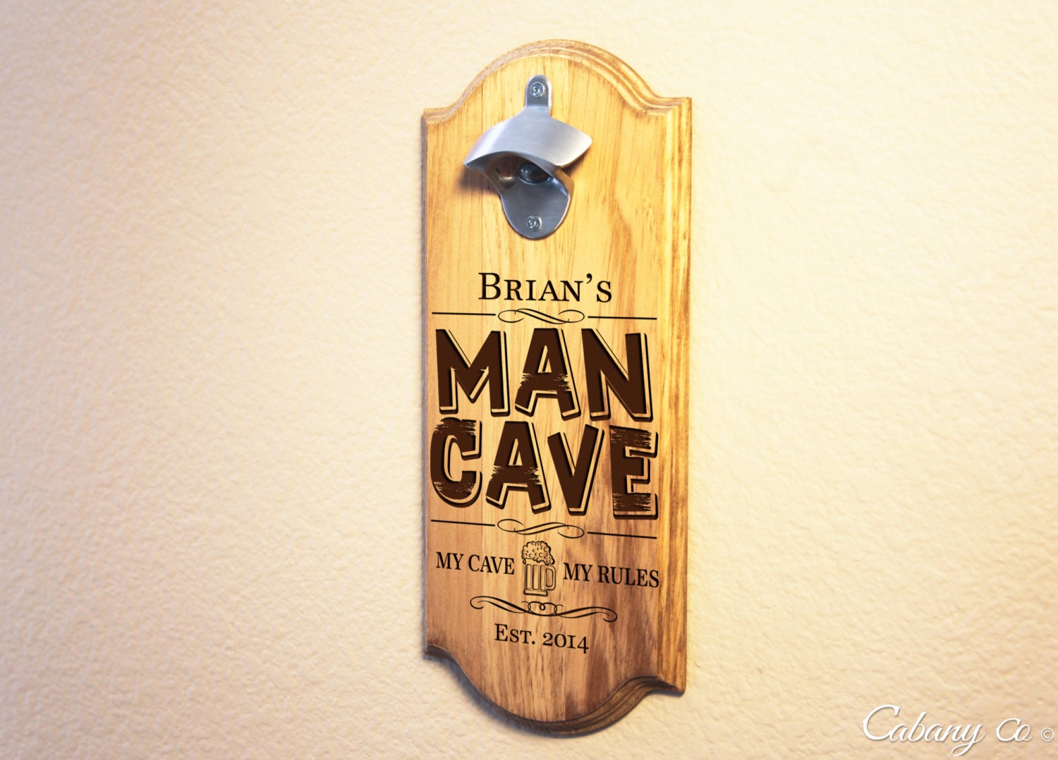 Personalized Wall Mount Beer Opener bottle opener Man by CabanyCo