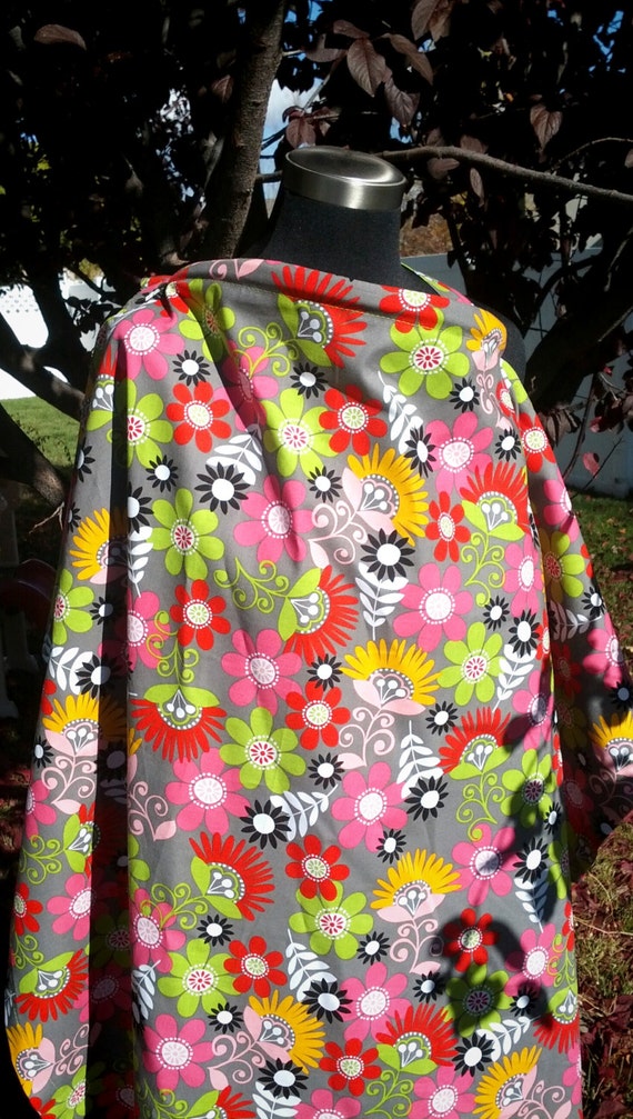 Items similar to Handmade Nursing Cover Grey Floral Fun on Etsy