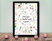 Quote art Print,Wedding Anniversary,Printable wall art decor poster,Instant Download,I love you a bushel and a peck,Valentines Day Print Il_170x135