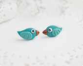 Earring Studs Cute Little Bird, Tiny Blue Bird earrings