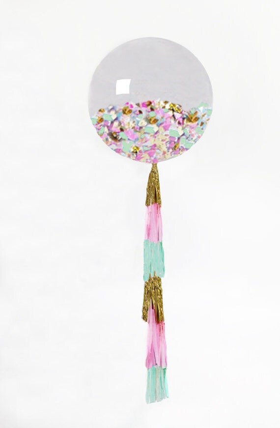 Confetti Balloon, Giant Balloon with Tassel and Confetti Custom Colors