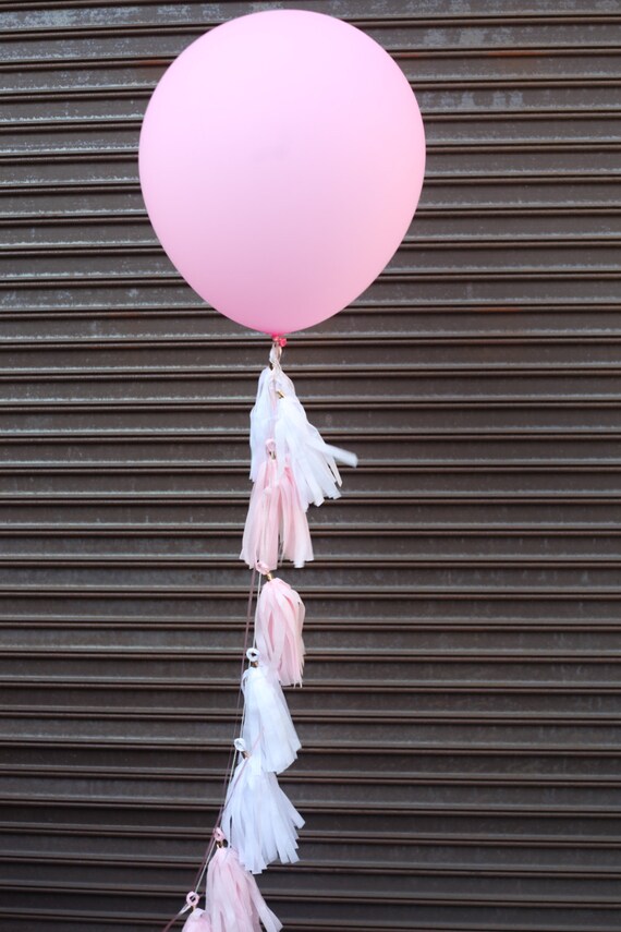 Balloon Tassel Garland Pink and White Tassels with Pink 16