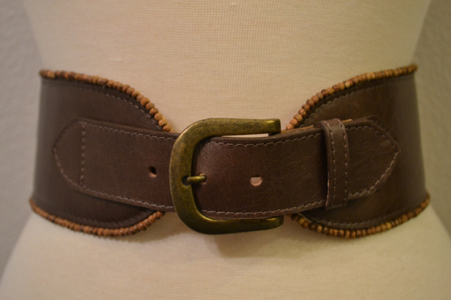 Women's Leather Waist Belt Brown distressed leather with