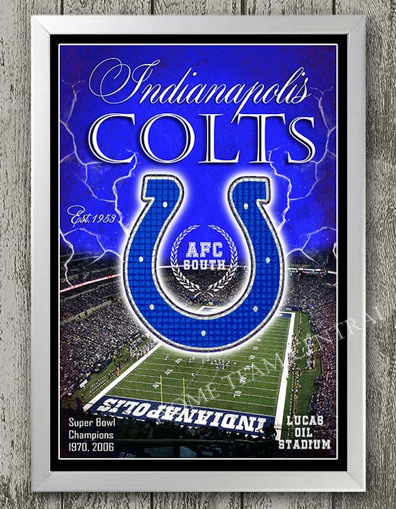 Indianapolis Colts art print with lightning & stadium. Perfect